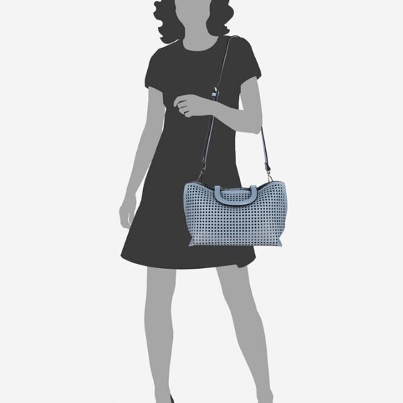 NWT Blue Vegan Leather Top Handle Shoulder Bag Purse - Picture 5 of 5